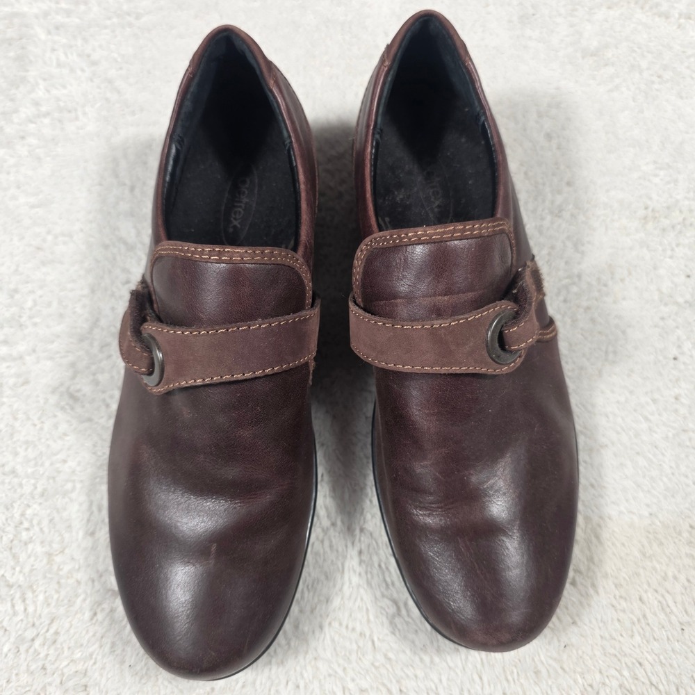 Aetrex Loafers Women 7.5 Brown Good Leather Suede Strap Comfort EF802W Shoes